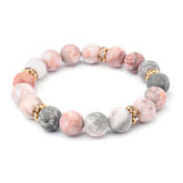 Pink Zebra Jasper Beaded Stretch Stacking Bracelet